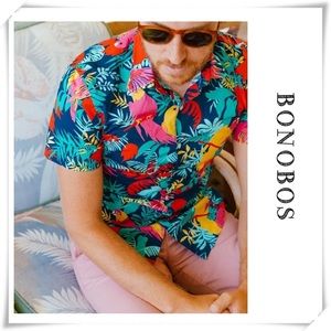 Bonobos Tailored Tropical Hawaiian Floral Short Sleeve Button Up Shirt Size L